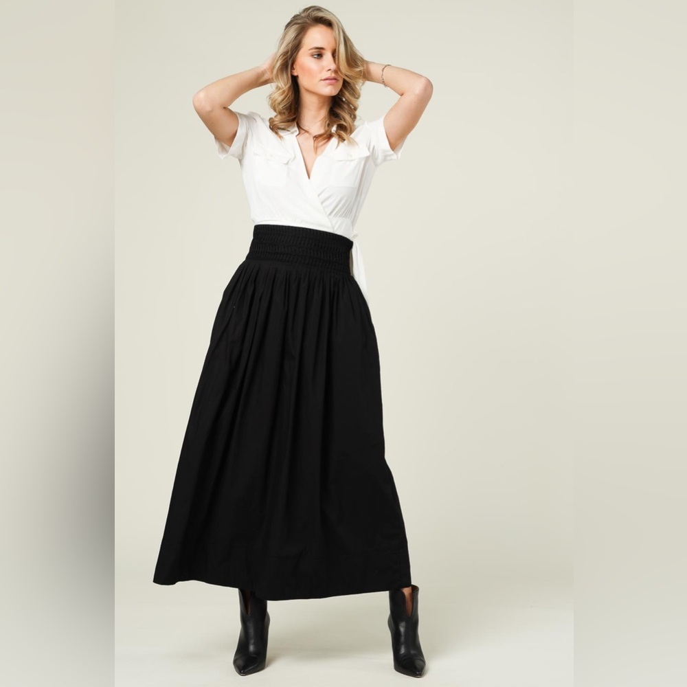 Magali Pascal The Odella Ruffled Maxi Skirt in Black, size Small